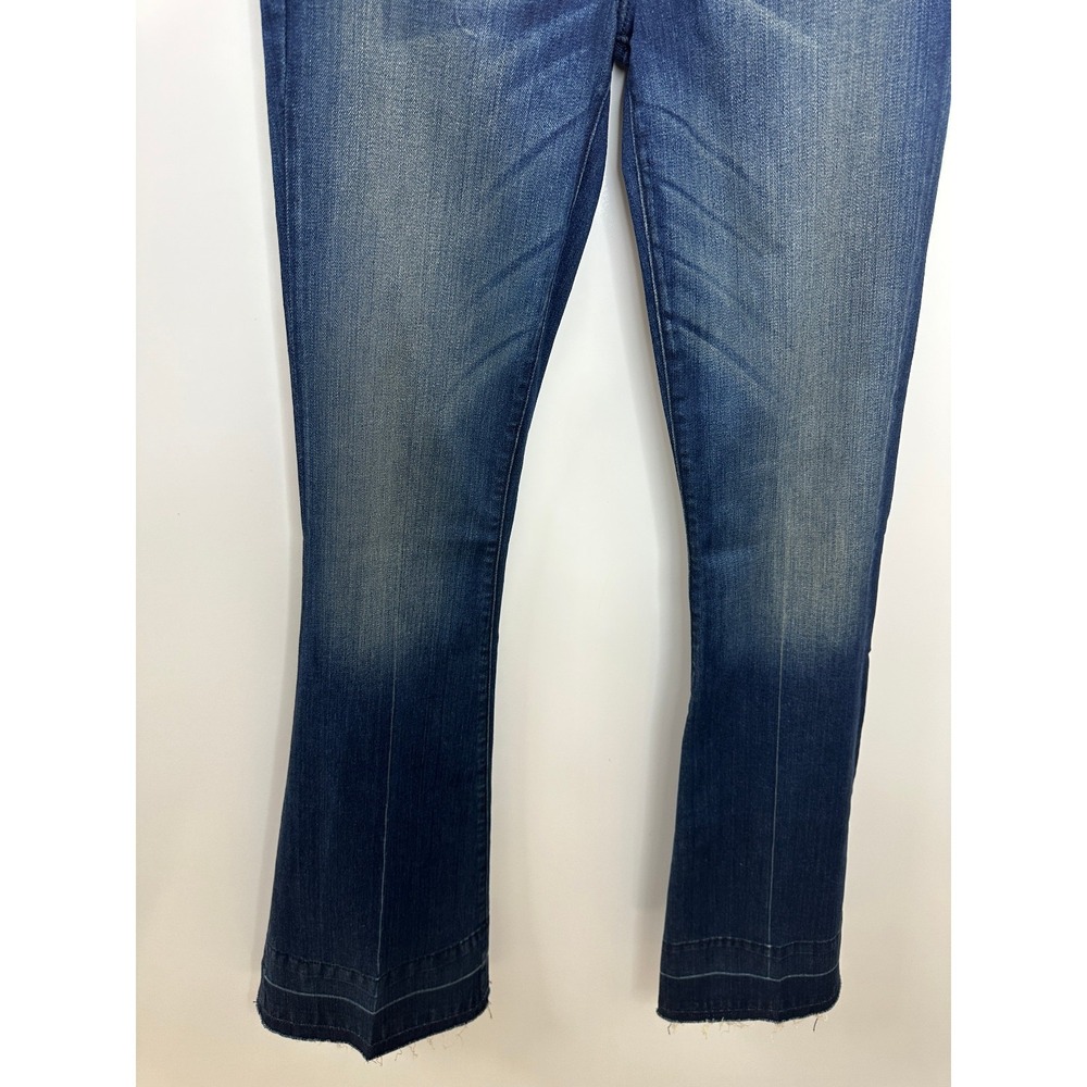 McGuire Majorelle Flare Jeans Dark Wash Raw Hem Size 28 NWOT Stretch 70's Style - Picture 4 of 15